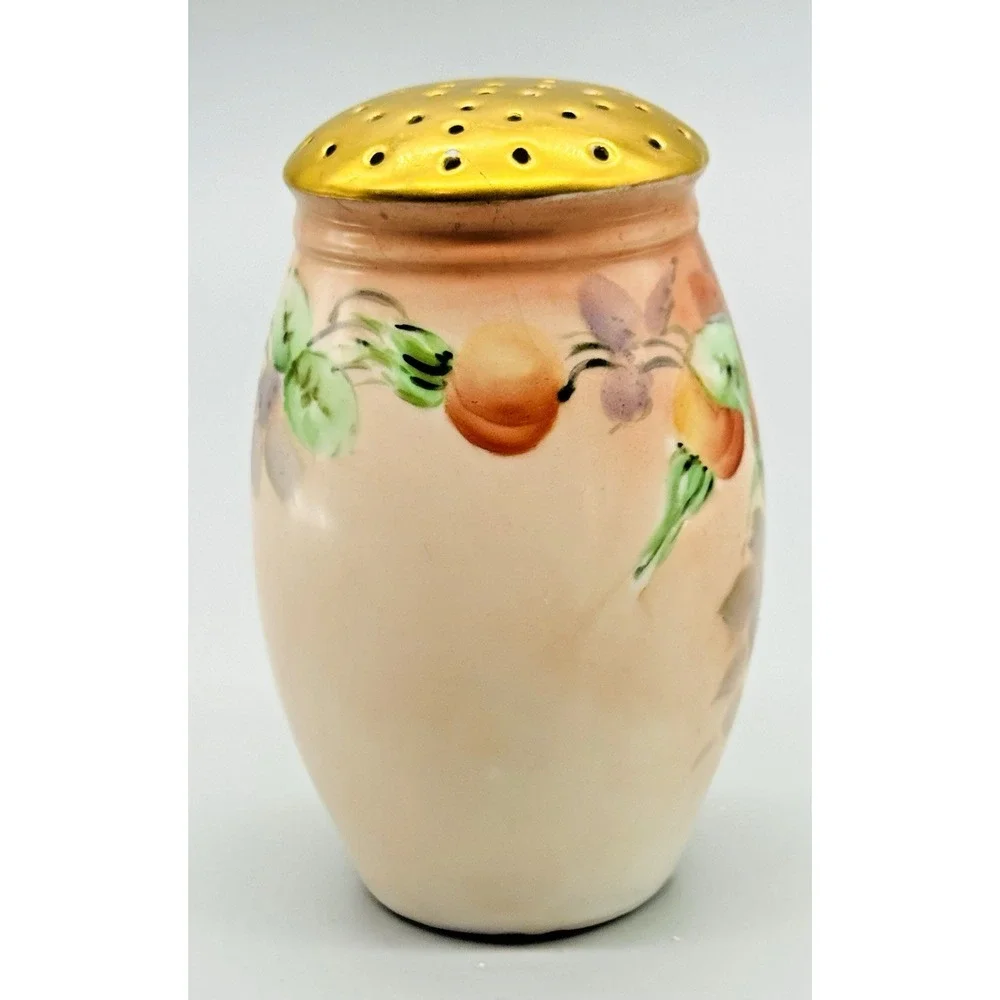 Vintage‎ Hand Painted Floral Satin Glass Sugar Shaker Muffineer Austria 4.5 inch